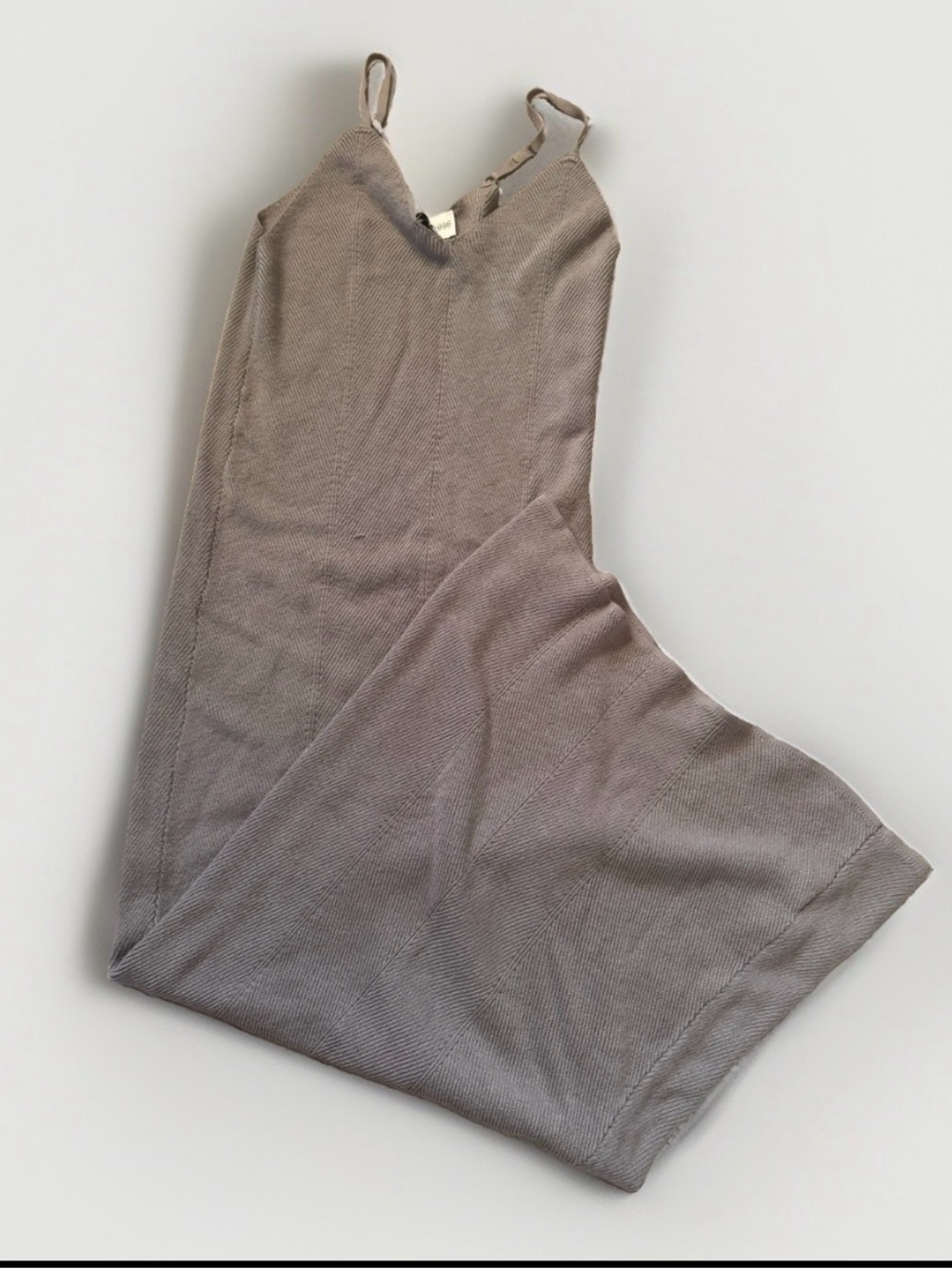 Freshman Taupe Knit Maxi Dress with V-Neck